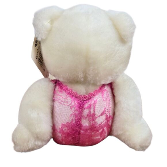 NWT Vintage Russ Boudoir Bear Plush 3621 White Lingerie Sexy White Pink 6" - Picture 7 of 11